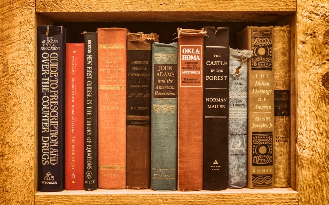 Shelf of law books in an office library